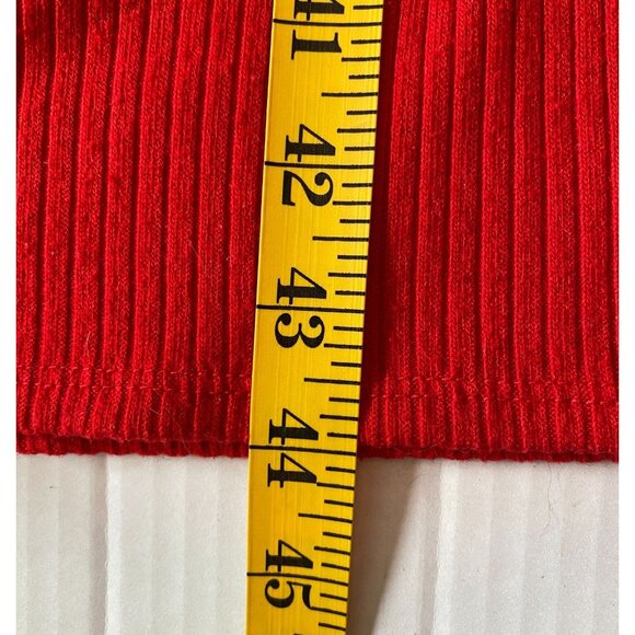 Forever 21 Red Ribbed Knit Button Down Midi Sheath Dress Size L Office Siren - Picture 6 of 9